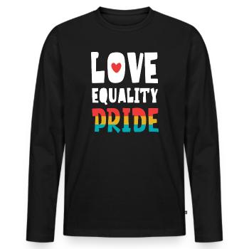 LGBTQ Pride Month - Love. Equality. Pride - Men's Premium Organic Long Sleeve Shirt - black - Front - Nico (187cm)