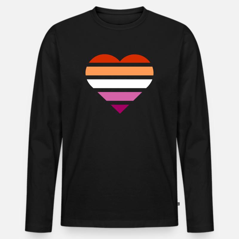 Pride Flag Heart · Lesbian - Männer Premium Bio Langarmshirt - Schwarz