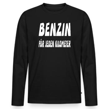 Benzin - Männer Premium Bio Langarmshirt - Schwarz - Vorne - Nico (187cm)