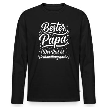Bester Papa Geschenk Spruch Humor - Männer Premium Bio Langarmshirt - Schwarz - Vorne - Nico (187cm)