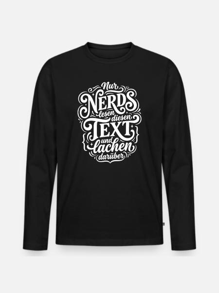 Nerd liest Text Humor Spruch - Männer Premium Bio Langarmshirt - Schwarz