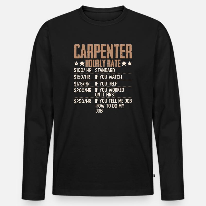 Schreiner Stundensatz Humor - Männer Premium Bio Langarmshirt - Schwarz