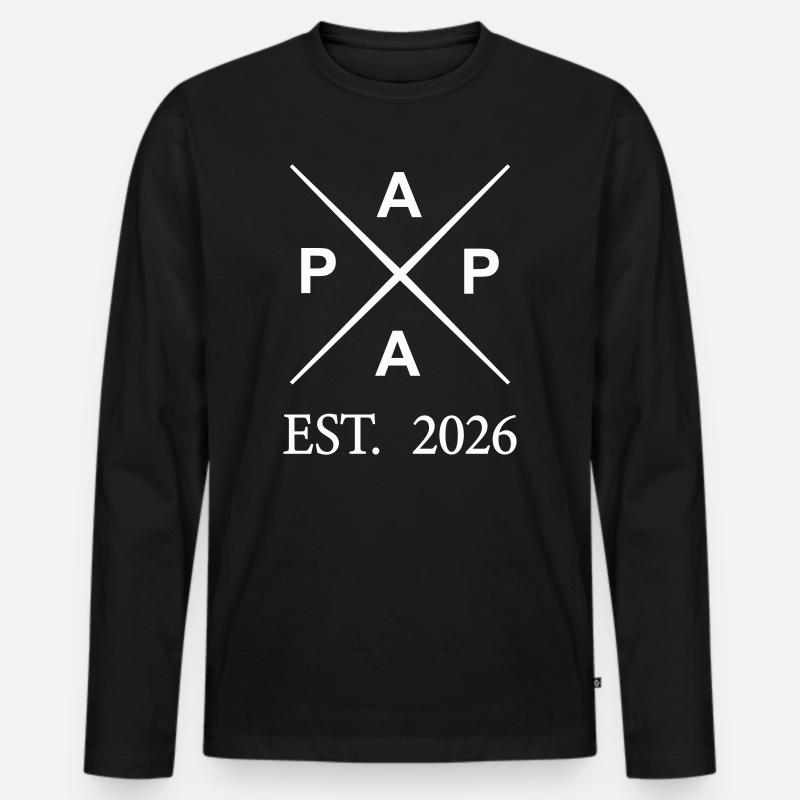 papa_est_2026 - Männer Premium Bio Langarmshirt - Schwarz