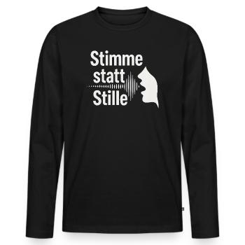Stimme statt Stille Meinungsfreiheit Spruch - Männer Premium Bio Langarmshirt - Schwarz - Vorne - Nico (187cm)