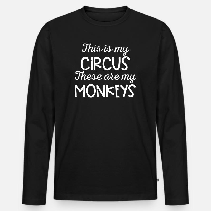 Zirkusaffen-Typografie - Männer Premium Bio Langarmshirt - Schwarz