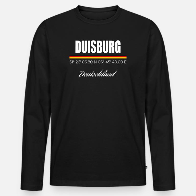 Duisburg - Männer Premium Bio Langarmshirt - Schwarz