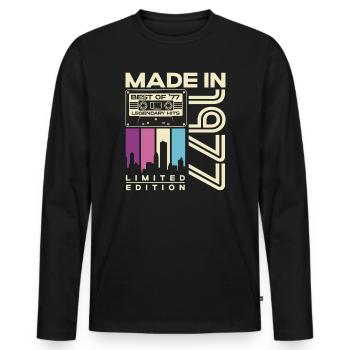 1977 Vintage Vintage Rétro Cadeau d’anniversaire - T-shirt manches longues Premium bio Homme - noir - Devant - Nico (187cm)