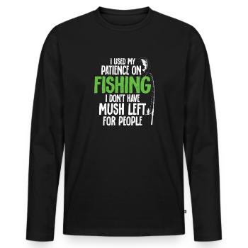 La patience pour la pêche, pas pour les gens - T-shirt manches longues Premium bio Homme - noir - Devant - Nico (187cm)