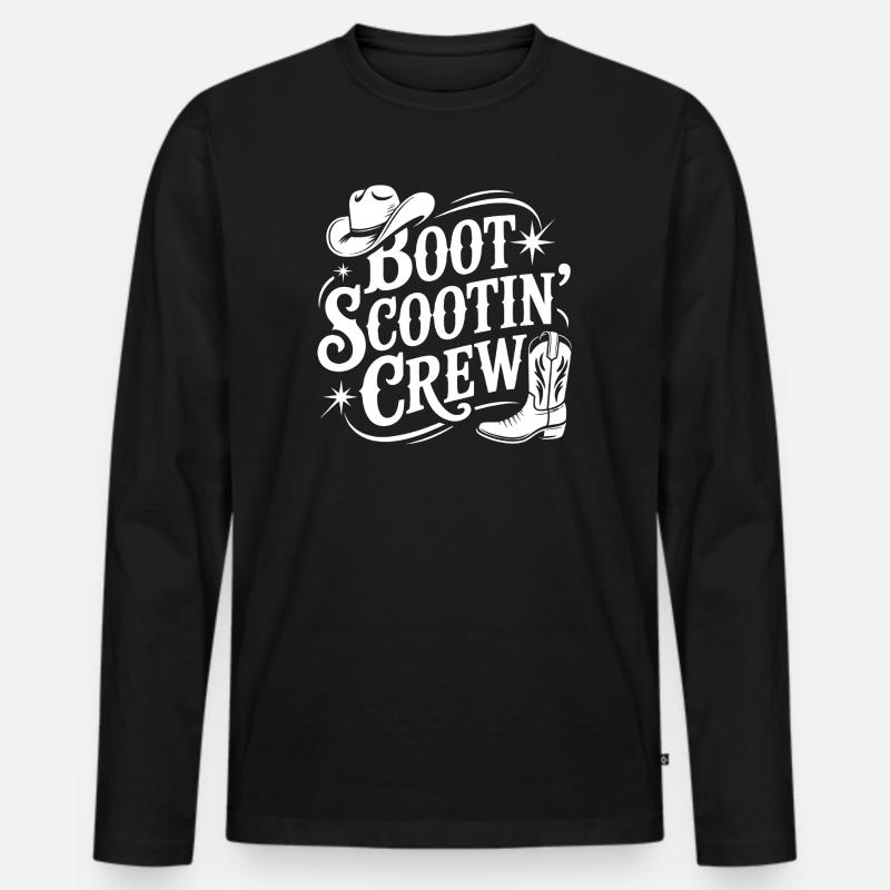 Country Line Dance - Männer Premium Bio Langarmshirt - Schwarz