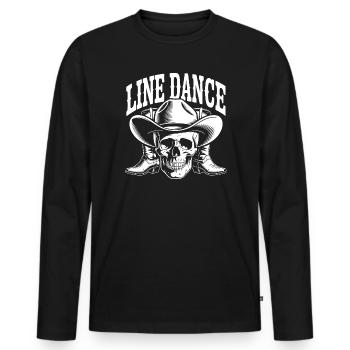 Line Dance Skull Western - Men's Premium Organic Long Sleeve Shirt - black - Front - Nico (187cm)
