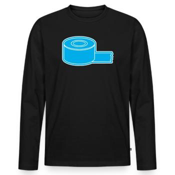 Adhesive Tape Roll Outline - Men's Premium Organic Long Sleeve Shirt - black - Front - Nico (187cm)
