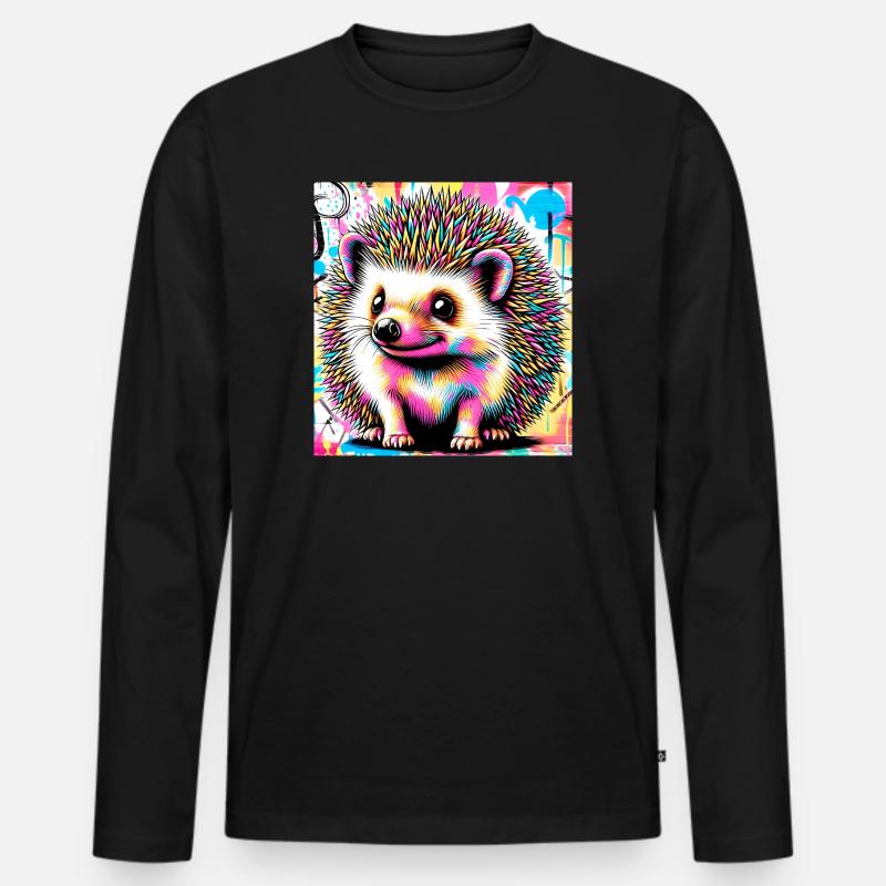 Igel - Männer Premium Bio Langarmshirt - Schwarz