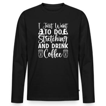 Les passionnés de Pilates veulent juste s’étirer et boire - T-shirt manches longues Premium bio Homme - noir - Devant - Nico (187cm)