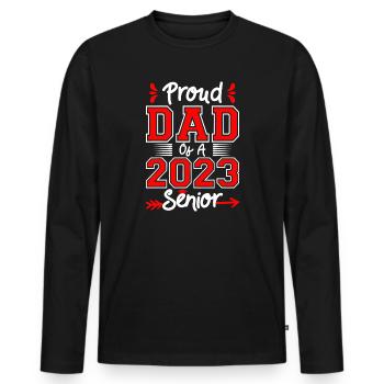 Père fier d’un élève de terminale en 2023 - T-shirt manches longues Premium bio Homme - noir - Devant - Nico (187cm)