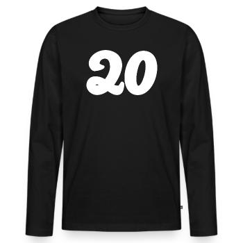 20. 20th ANNIVERSARY. 20 YEARS ANNIVERSARY. 20 YEARS. - Men's Premium Organic Long Sleeve Shirt - black - Front - Nico (187cm)