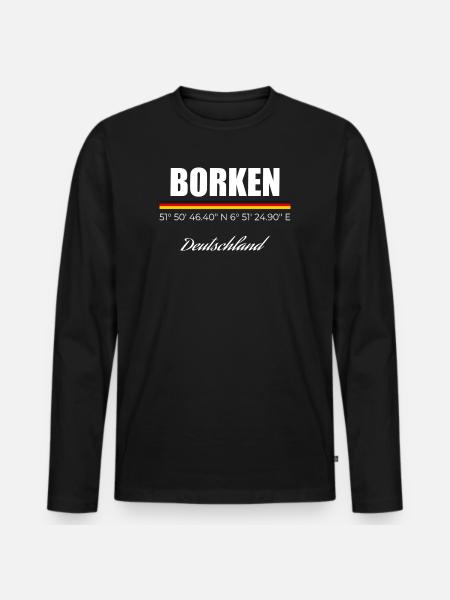 Borken - Männer Premium Bio Langarmshirt - Schwarz