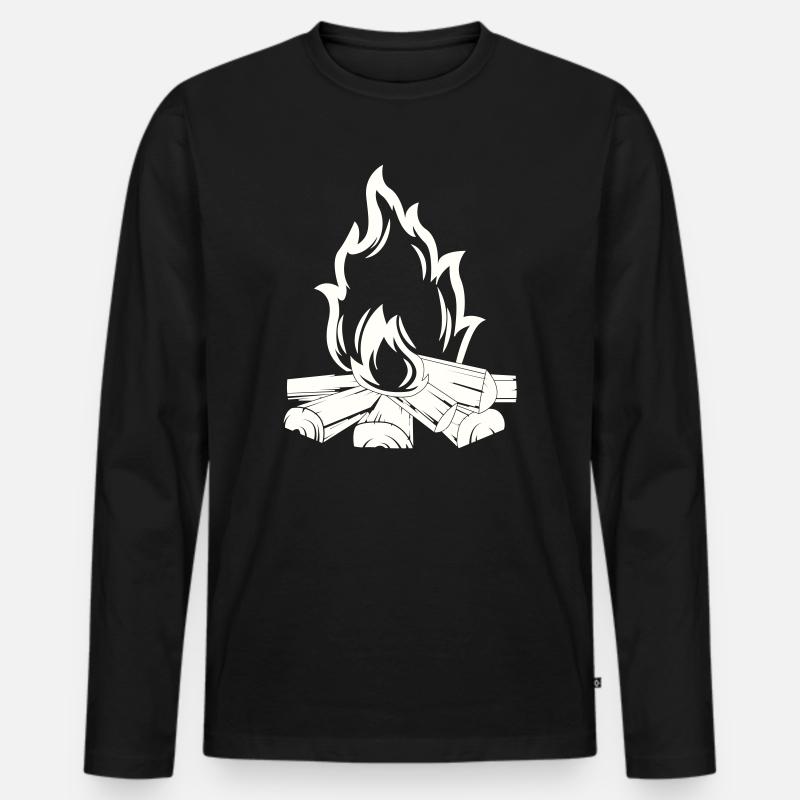 lagerfeuer - Männer Premium Bio Langarmshirt - Schwarz