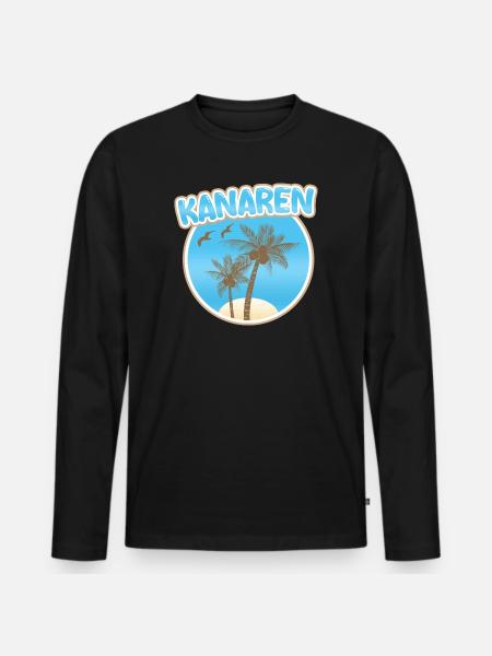 Canary Islands Palm Beach Logo - Men's Premium Organic Long Sleeve Shirt - black