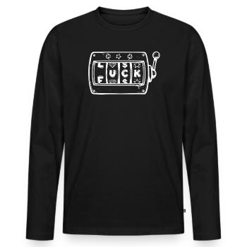 Lucky Bandit, Retro Spielautomaten Shirt, Hoodie - Männer Premium Bio Langarmshirt - Schwarz - Vorne - Nico (187cm)