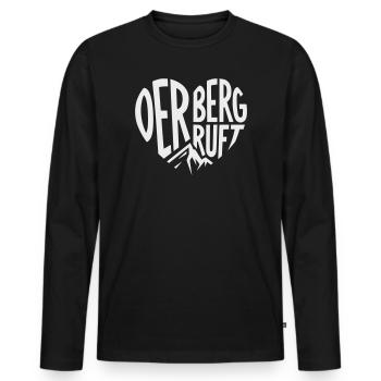 Der Berg ruft Herz - Männer Premium Bio Langarmshirt - Schwarz - Vorne - Nico (187cm)