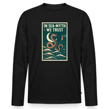Trusting the Myth of the Sea | Sea Serpent Myth - Men's Premium Organic Long Sleeve Shirt - black - Front - Nico (187cm)