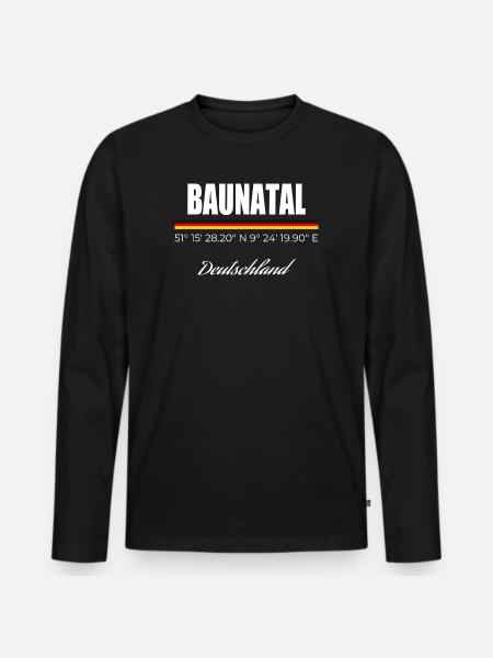Baunatal - Männer Premium Bio Langarmshirt - Schwarz