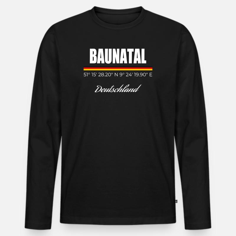 Baunatal - Männer Premium Bio Langarmshirt - Schwarz