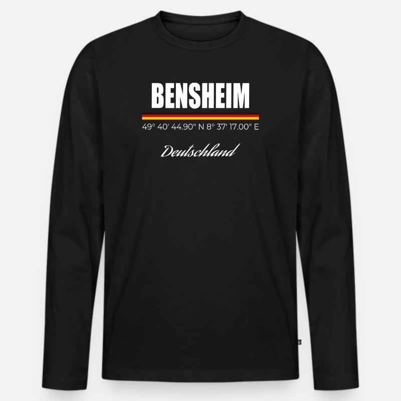 Bensheim - Männer Premium Bio Langarmshirt - Schwarz