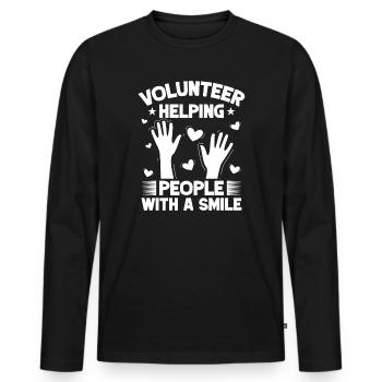 Social Worker Quote Helping People With Smile - Men's Premium Organic Long Sleeve Shirt - black - Front - Nico (187cm)