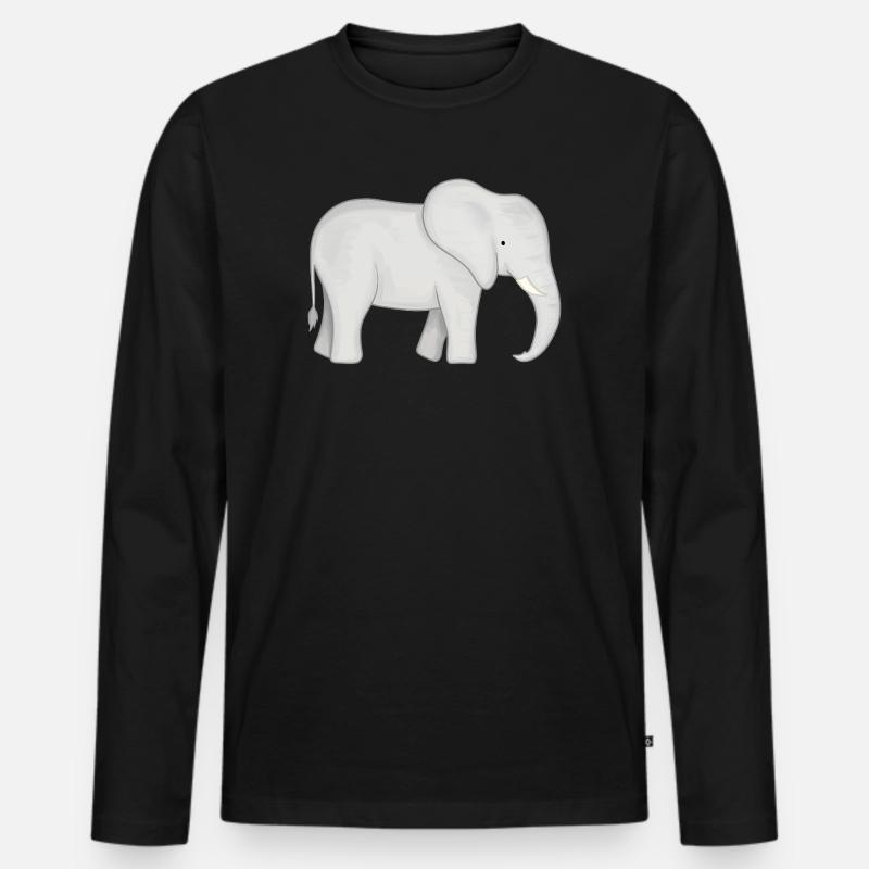 Weißer Elefant Zeichnung - Männer Premium Bio Langarmshirt - Schwarz