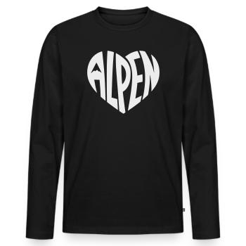 Alpine Heart Design - Variable Design Colour - Men's Premium Organic Long Sleeve Shirt - black - Front - Nico (187cm)