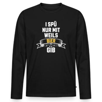 I spü nur mit weil’s Bier gib - Frühschoppen - Männer Premium Bio Langarmshirt - Schwarz - Vorne - Nico (187cm)