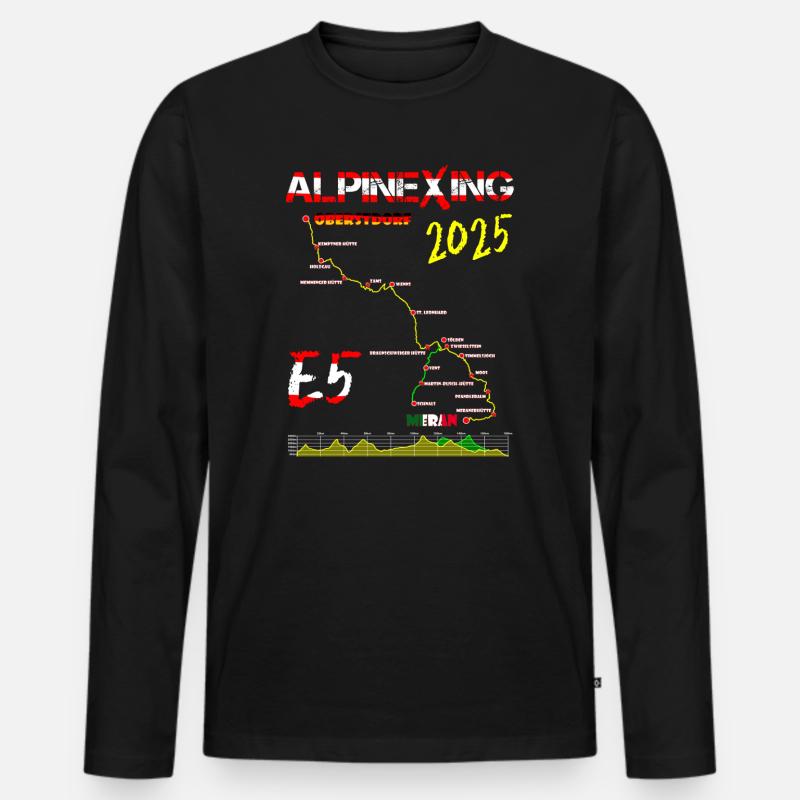 E5 Oberstdorf Meran 2025 - Männer Premium Bio Langarmshirt - Schwarz