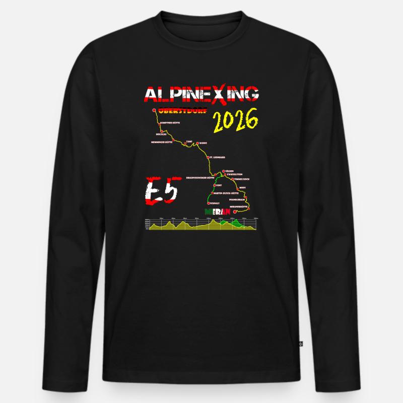 E5 Oberstdorf Meran 2026 - Männer Premium Bio Langarmshirt - Schwarz