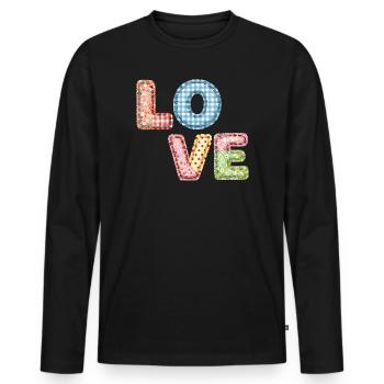 Patchwork Design Patchwork Patchwork Patches colorés - T-shirt manches longues Premium bio Homme - noir - Devant - Nico (187cm)