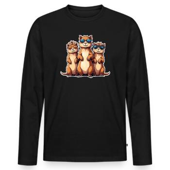 Sunglasses Meerkat Trio - Men's Premium Organic Long Sleeve Shirt - black - Front - Nico (187cm)