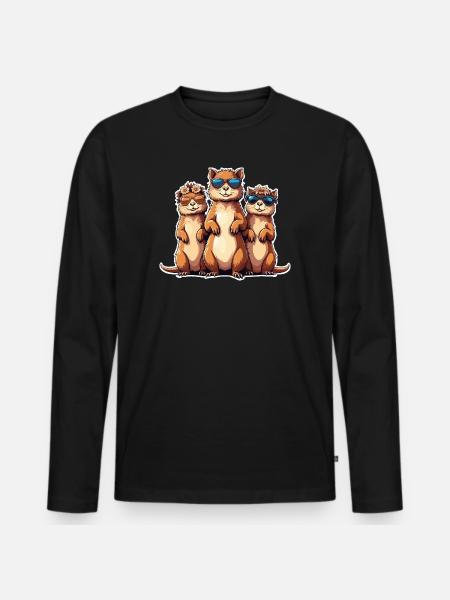 Sunglasses Meerkat Trio - Men's Premium Organic Long Sleeve Shirt - black