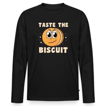 Taste The Biscuit Charakter - Männer Premium Bio Langarmshirt - Schwarz - Vorne - Nico (187cm)