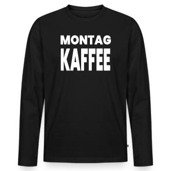 Kaffee - Männer Premium Bio Langarmshirt - Schwarz - Vorne - Nico (187cm)