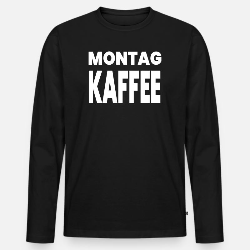 Kaffee - Männer Premium Bio Langarmshirt - Schwarz