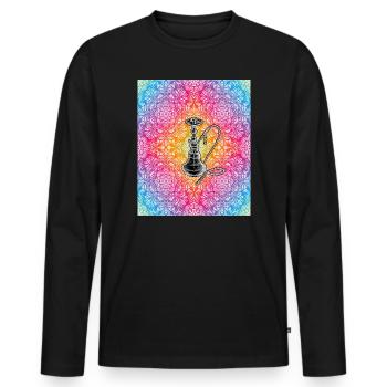 Buntes Mandala-Hookah Shisha Design - Männer Premium Bio Langarmshirt - Schwarz - Vorne - Nico (187cm)