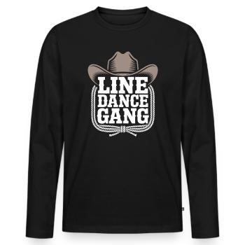 Line Dance Gang Cowboy - Männer Premium Bio Langarmshirt - Schwarz - Vorne - Nico (187cm)