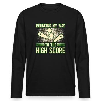 Bouncing My Way To The High Score Pinball Machine - Men's Premium Organic Long Sleeve Shirt - black - Front - Nico (187cm)