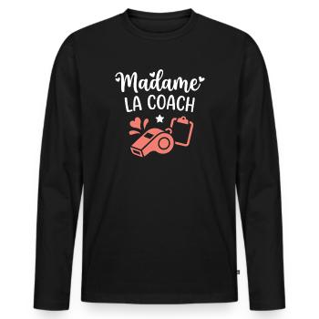 Madame La Coach - T-shirt manches longues Premium bio Homme - noir - Devant - Nico (187cm)