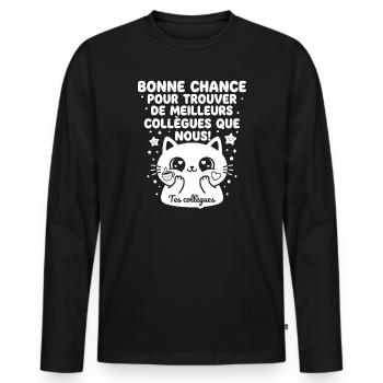 colelgudBonne chance pour trouver de meilleurs col - T-shirt manches longues Premium bio Homme - noir - Devant - Nico (187cm)