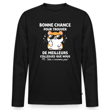 Humour meilleur collegue - T-shirt manches longues Premium bio Homme - noir - Devant - Nico (187cm)