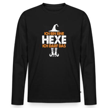 Ich bin eine Hexe, ich darf das - Männer Premium Bio Langarmshirt - Schwarz - Vorne - Nico (187cm)