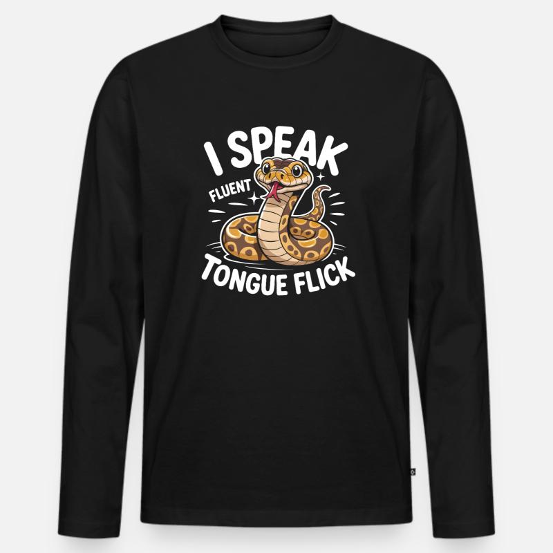 Langue Fluide | Humour du Python Roi - T-shirt manches longues Premium bio Homme - noir