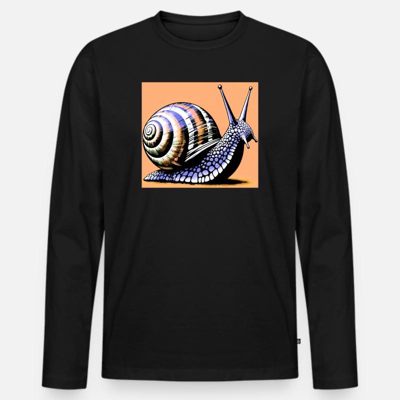 Schnecke - Männer Premium Bio Langarmshirt - Schwarz
