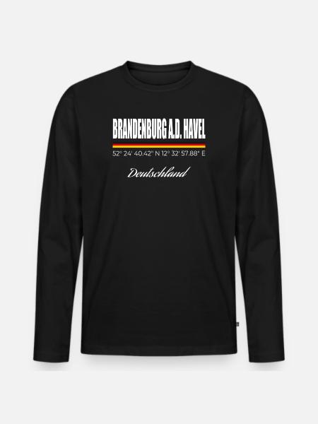 Brandenburg an der Havel - Männer Premium Bio Langarmshirt - Schwarz